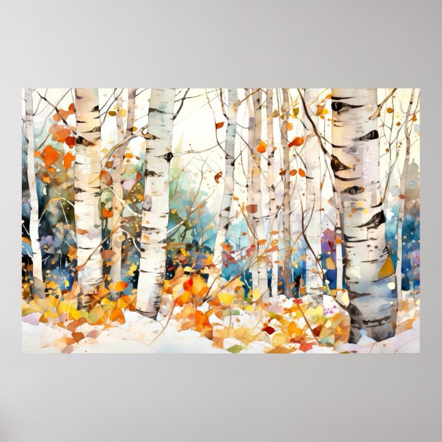 Birch Trees Nature Wall Art Poster (Framsidan)