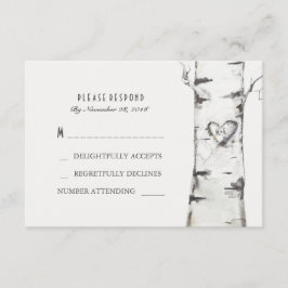 Birch Wood Heart Rustic Bröllops OSA Cards Kort