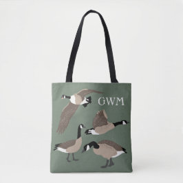 Bird Älskare Canada Geese Illustration Monogrammed Tygkasse