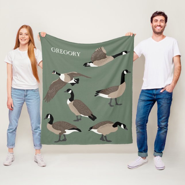Bird Älskare Canada Geese Illustration Personlig Fleecefilt (På plats)