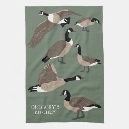 Bird Älskare Canada Geese Illustration Personlig Kökshandduk