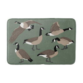 Bird Älskare Canada Geese Illustration Sage Grönt Badrumsmatta