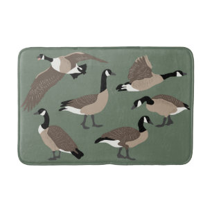 Bird Älskare Canada Geese Illustration Sage Grönt Badrumsmatta