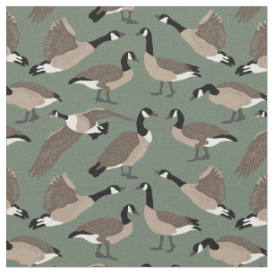 Bird Älskare Canada Geese Mönster Sage Grönt Tyg