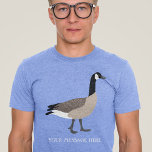 Bird Älskare Canada Goose Illustration Personlig T Shirt<br><div class="desc">Skapa ett tillbehör till personligen för fågeln älskare när du lägger till ditt eget anpassningsbar-meddelande till långärmadens t-shirt. Den här långa, ärvda grafiktestet har en realistisk illustration av en kanadensisk gås i brunt, svart och vitt stil. Det är redo att vara personlig med ett namn eller ett meddelande i vitt....</div>