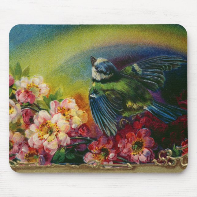Bird and Flowers Postcard Mousepad Musmatta (Framsidan)