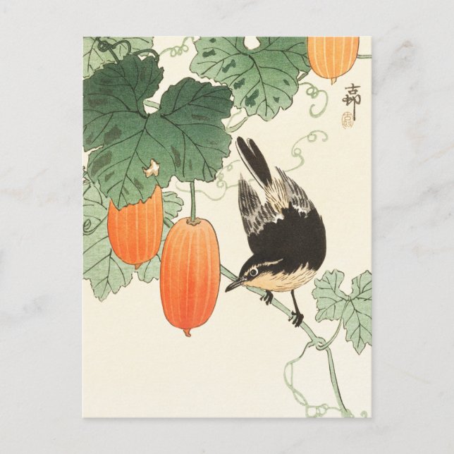 Bird and Khaki Painting by Ohara Koson Vykort (Framsida)