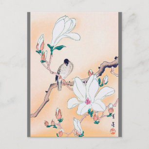 Bird and Magnolia Blommar, Watanabe Seitei Vykort