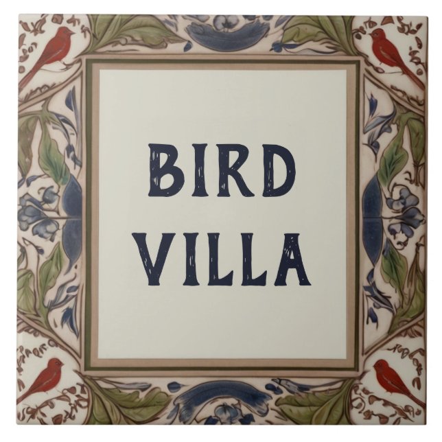 Bird Anpassningsbar House Namn Sign Plaque Plate Kakelplatta (Framsidan)