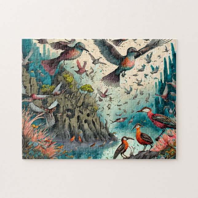 Bird Art 7 Easy Brain Art Puzzle Photo Puzzles Int Pussel (Horisontell)