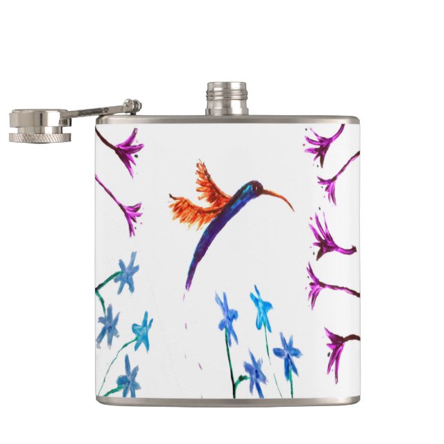 Bird Art Blommigt Hummingbird Fickplunta (Öppnad)