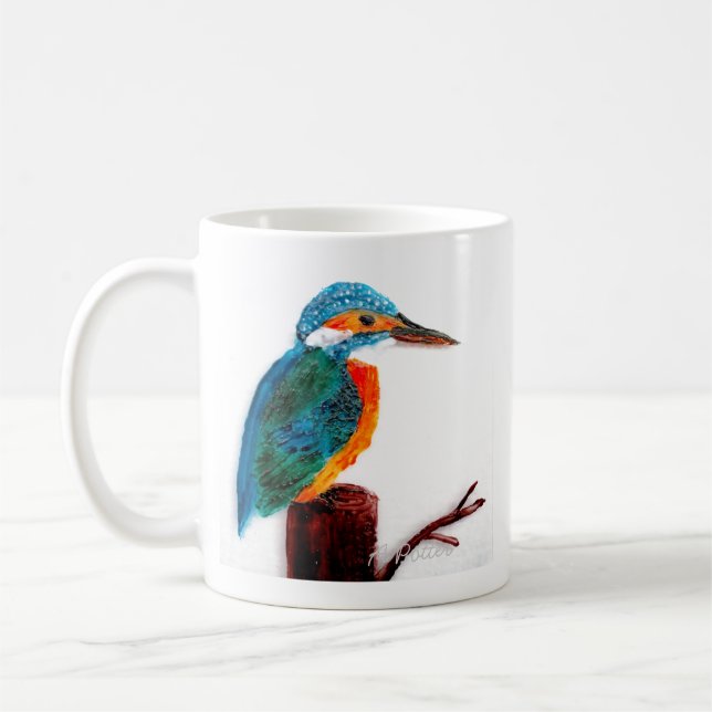 Bird Art Colorful Kingfisher Kaffemugg (Vänster)
