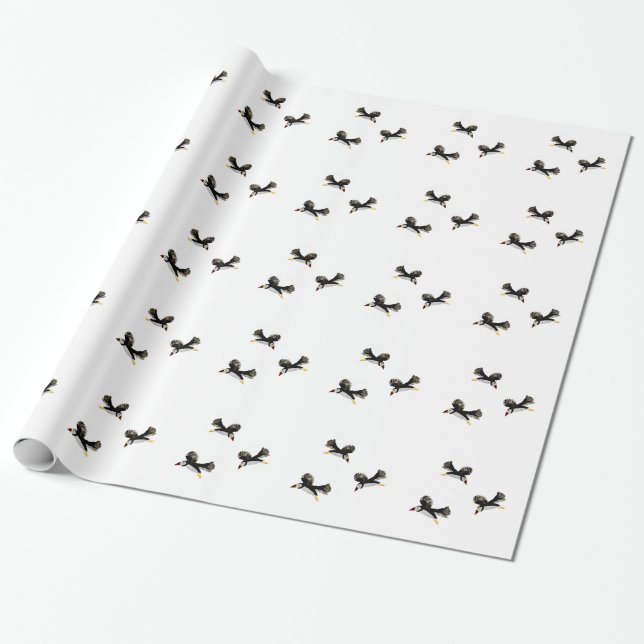 Bird Art Flies Puffins Presentpapper (Utrullad)