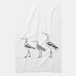 Bird Art Minimalist Teckning i Black and White Kökshandduk