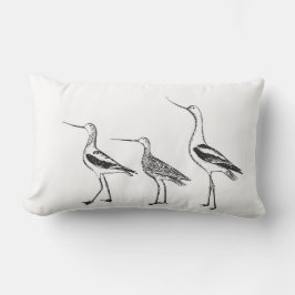 Bird Art Minimalist Teckning i Black and White Lumbarkudde