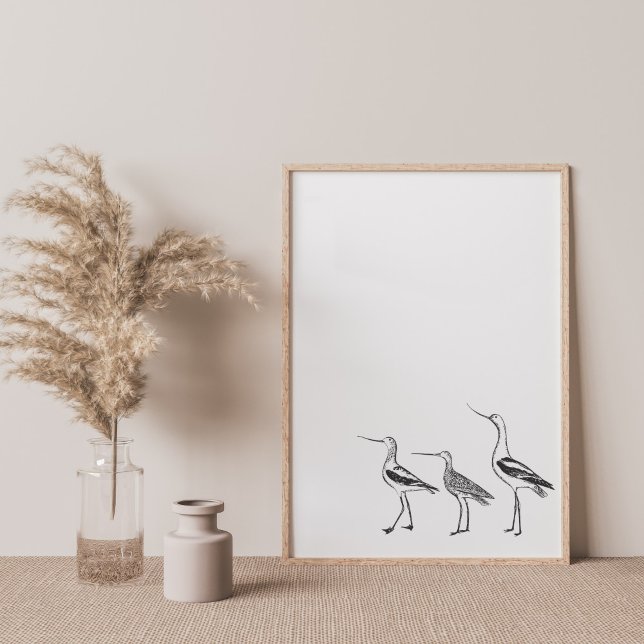 Bird Art Minimalist Teckning i Black and White Poster (Skapare uppladdad)
