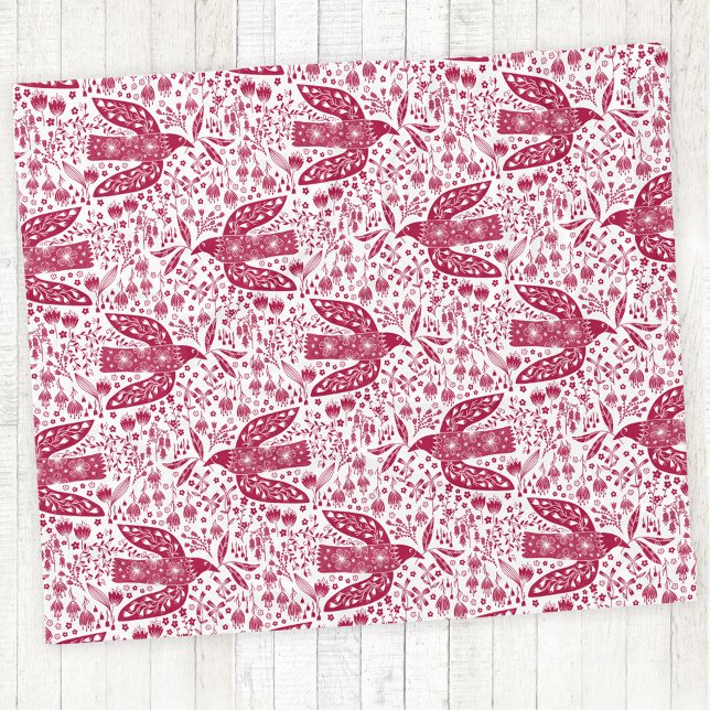 Bird Art Red Fleecefilt (Red bird peace dove fleece blanket)