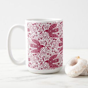 Bird Art Red Kaffemugg
