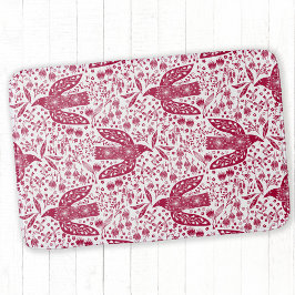 Bird Art Red White Badrumsmatta