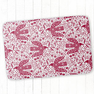 Bird Art Red White Badrumsmatta
