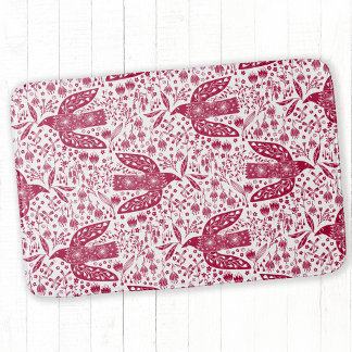 Bird Art Red White Badrumsmatta