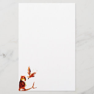 Bird Art Tawny Brown Uggla Brevpapper