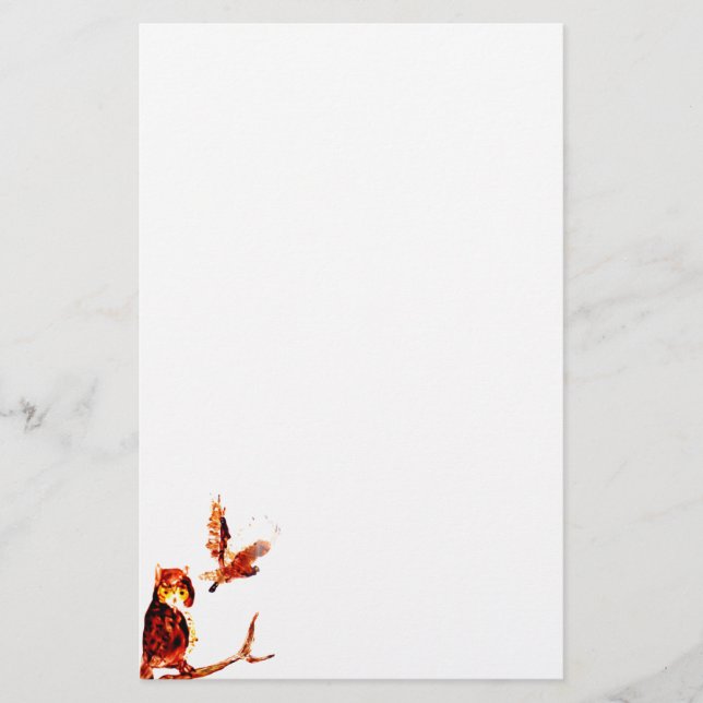 Bird Art Tawny Brown Uggla Brevpapper (Framsida)