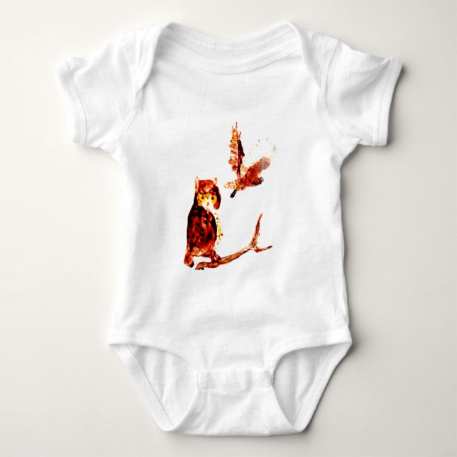 Bird Art Tawny Uggla Tee Shirt (Framsida)