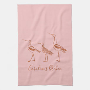 Bird Art Teckning i  Personlig och Rust Kökshandduk