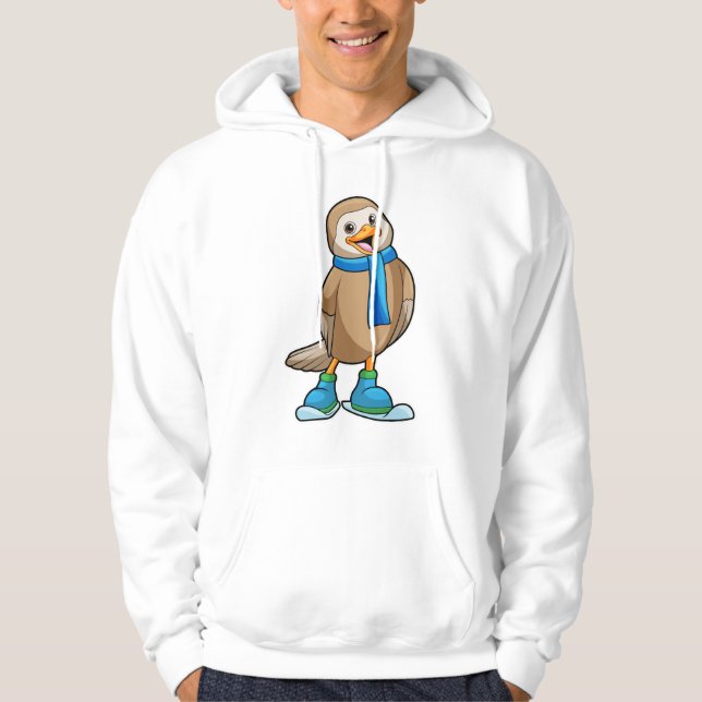 Bird as Skier med Ski & Scarf Hoodie (Framsida)