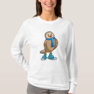 Bird as Skier med Ski & Scarf T Shirt
