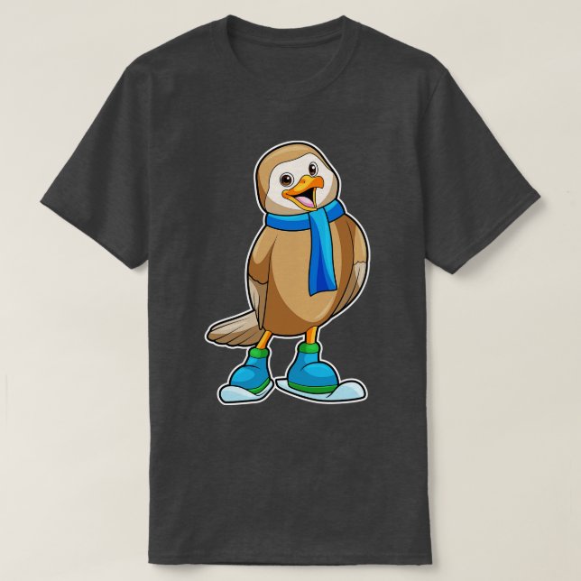 Bird as Skier med Ski Scarf T Shirt (Design framsida)