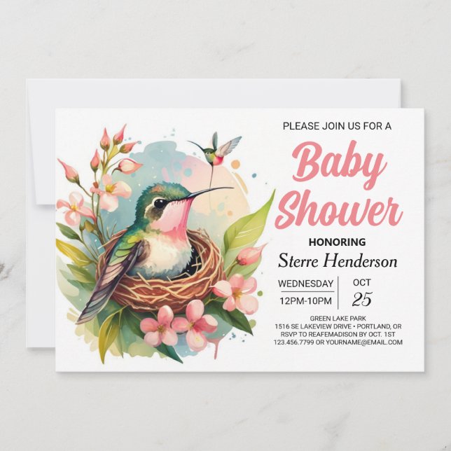 Bird Baby Shower Cute Forest Inbjudningar (Framsida)