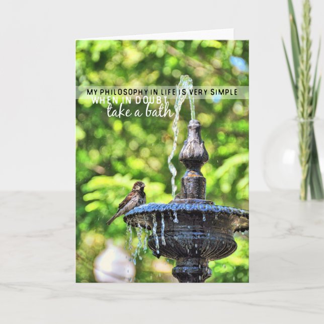 BIRD BATH-hälsningskort Tack Kort (Framsida)