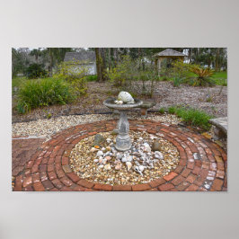Bird Bath vid Orman House, Apalachicola, Florid Poster