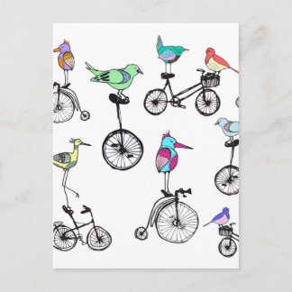 Bird Bike Illustration Vykort