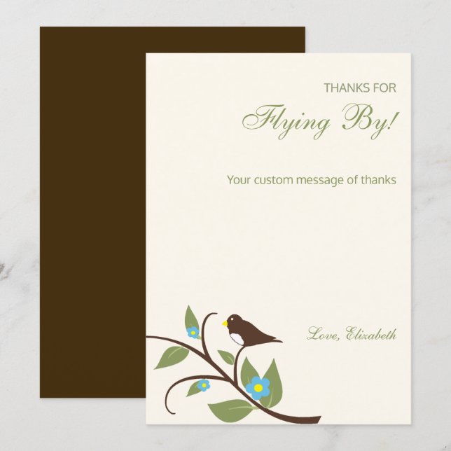 Bird Birthday Tack Kort (Fram/baksida)