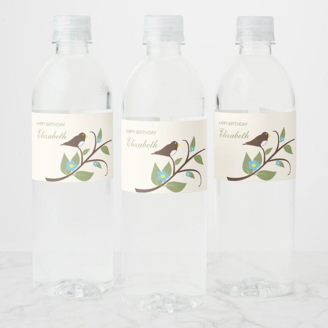 Bird Birthday Vattenflaskor Etikett (Flaskor)