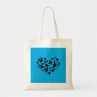 Bird blue and black tote bag personalise tygkasse