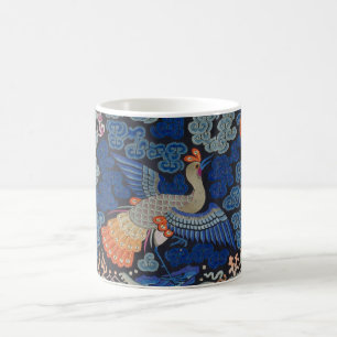 Bird Blue Chinese Embroidery Vintage Kaffemugg
