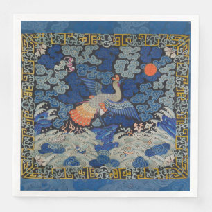Bird Blue Chinese Embroidery Vintage Pappersservett