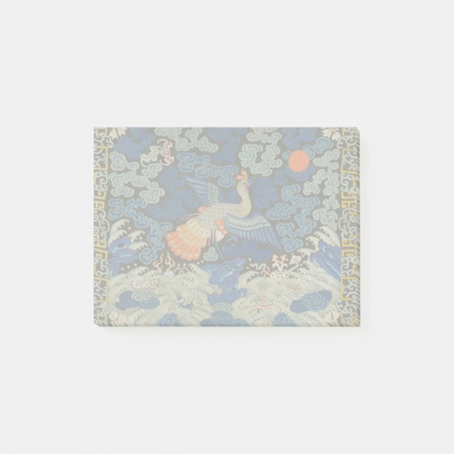 Bird Blue Chinese Embroidery Vintage Post-it Block (Framsida)