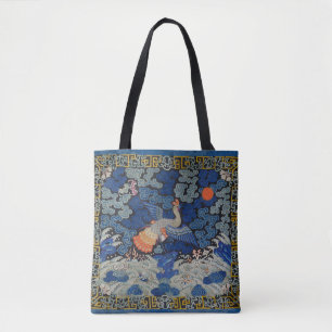 Bird Blue Chinese Embroidery Vintage Tygkasse