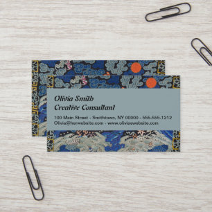 Bird Blue Chinese Embroidery Vintage Visitkort