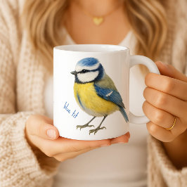 Bird Blue Tit Mug, Watercolour Garden Bird Art Kaffemugg