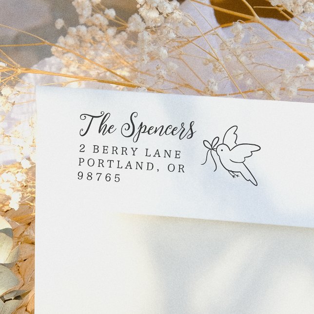 Bird & Bow Family Name & Return Address Stämpel (Skapare uppladdad)