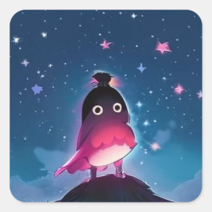 Bird Boy Fyrkantigt Klistermärke