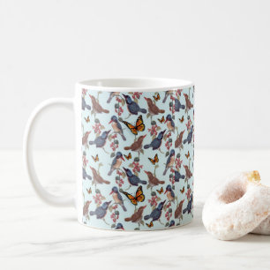 Bird Butterfly Blommigt Mugg