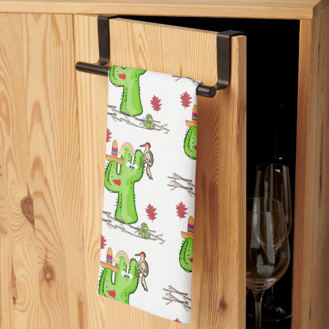 Bird Cactus Kitchen Hand Towel Kökshandduk (Thirds Fold)