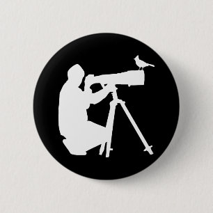 Bird Camera Gift för en fågelfotograf Knapp